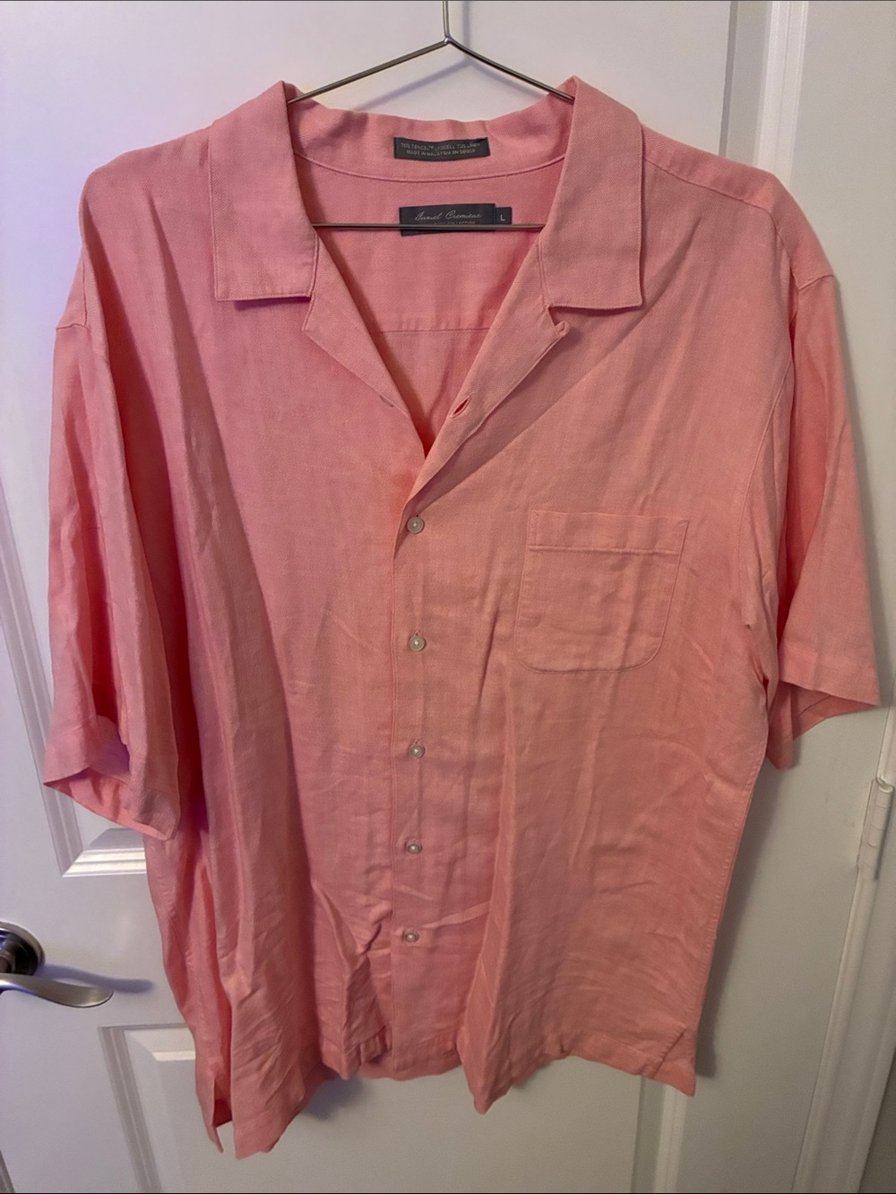 Daniel Cremieux Light Pink Short-Sleeve Camp Collar Shirt